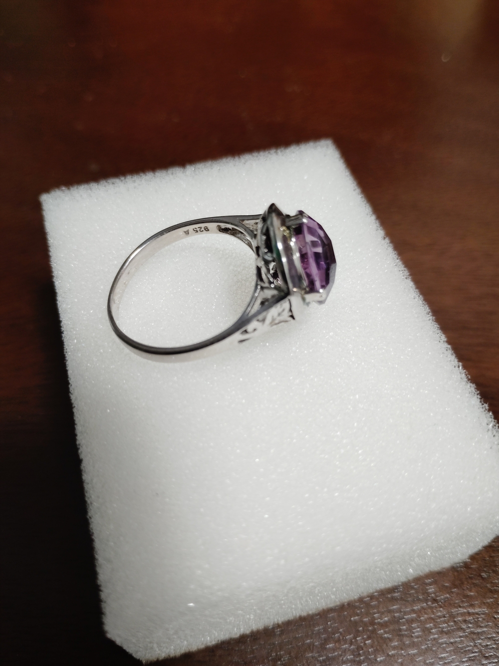 Sterling Silver Purple Gemstone Filigree Ring